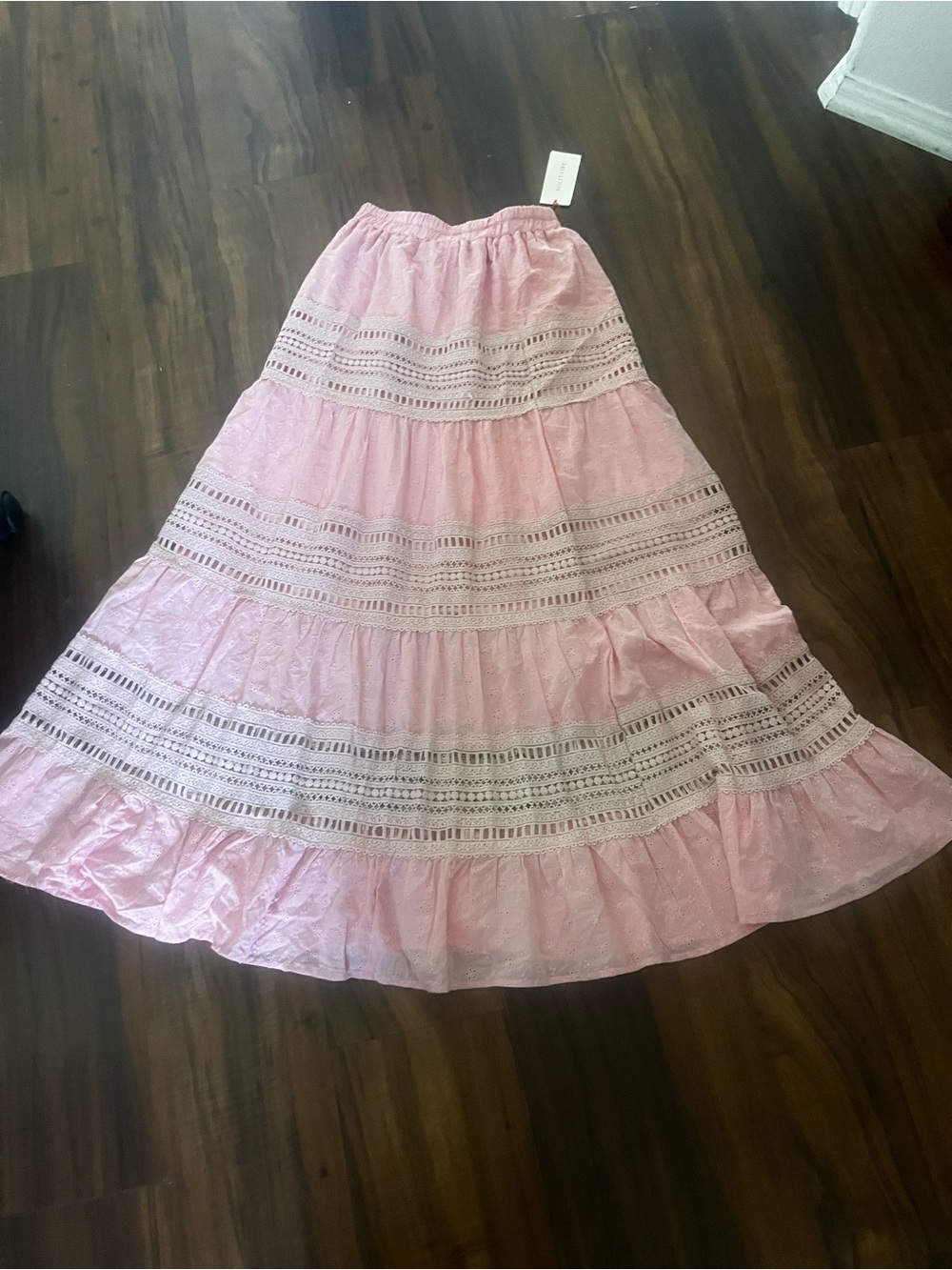 New Solitaire Light Pink Tiered Maxi Skirt size S - Picture 5 of 12